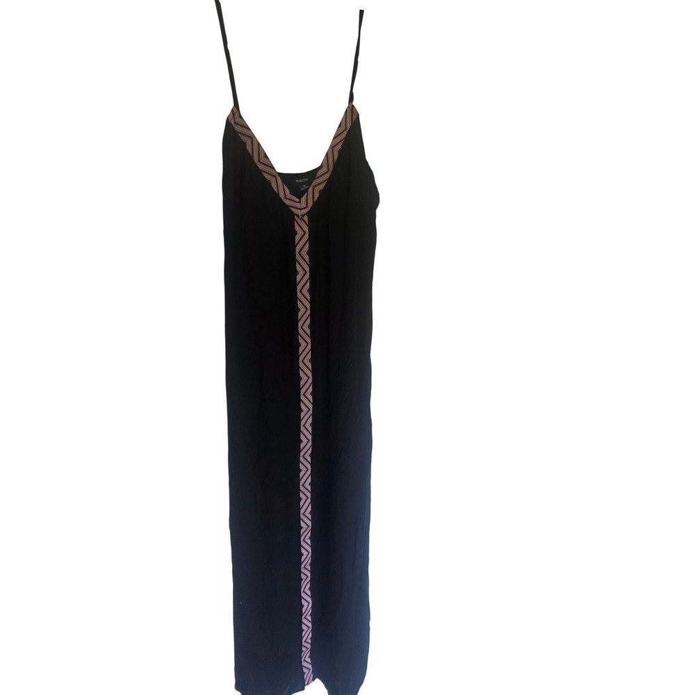 Raviya Womens Black Embroidered Chevron V-Neck Swimsuit Cover Up Dress Size M